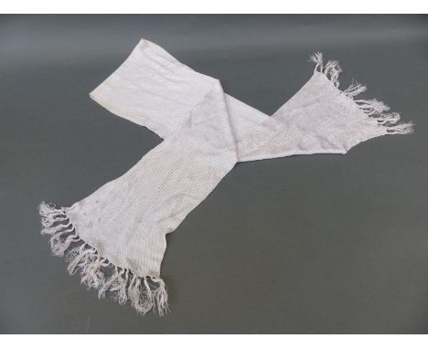 A white silk aviator's scarf, by repute worn by a relation of the vendor whilst flying Spitfires