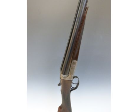 David Irons & Sons of Forfar 12 bore side by side ejector shotgun with chequered grip and horn tipped forend, double trigger,