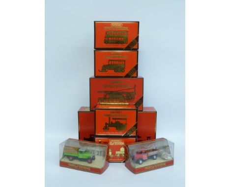 Eight Matchbox Models of Yesteryear diecast model vehicles and vehicle sets including 1929 Scammell 100 Ton Truck Trailer wit