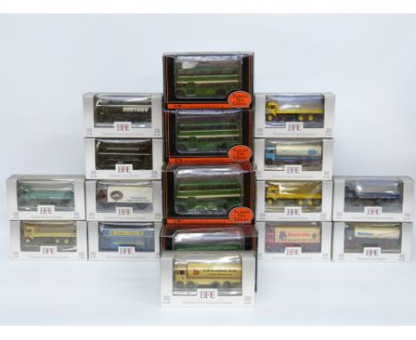 Twenty Exclusive First Editions (EFE) diecast model buses and lorries, all in original boxes 