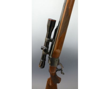 Ruger No.1 .243 (WIN.) falling block sporting rifle with underlever action, chequered semi-pistol grip and forend, sling moun