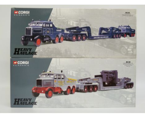 Two Corgi Classics Heavy Haulage 1:50 scale diecast model Scammell Contractor and 24 Wheel Low Loader with Load sets Shunter 