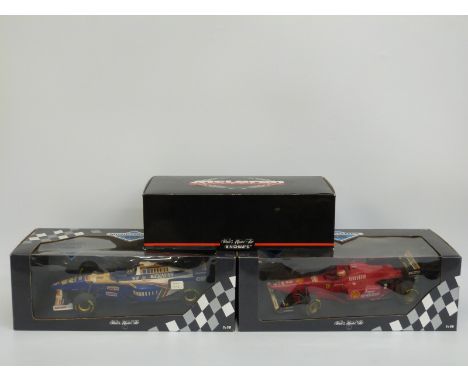 Three Minichamps Paul's Model Art 1:18 Scale diecast model Formula 1 cars M.Hakkinen McLaren Mercedes MP4/013 E.Irvine Ferrar