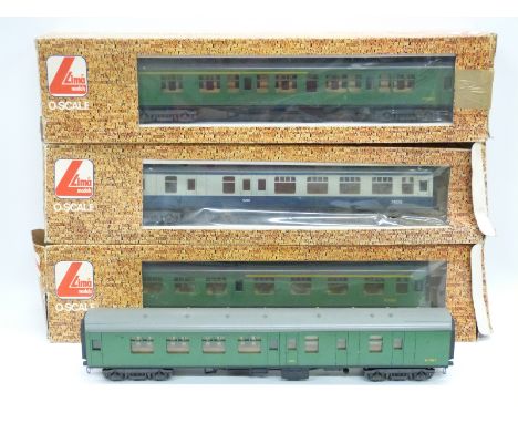 Four Lima 0 gauge BR Mk1 coaches, three in boxes