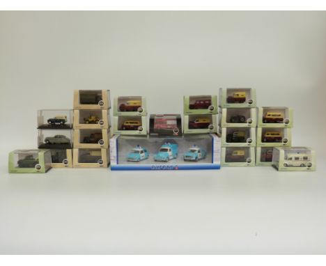 Twenty-four Oxford Commercials, Military, Railway Scale and Fire 1:76 scale diecast model vehicles including a three piece po