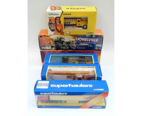 Six Corgi diecast model commercial and construction vechicles comprising Heroes Under Fire Washington DC American LaFrance U5