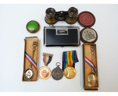 WWI Victory medal awarded to Sgt F A Morris Royal Artillery, together with a silver 1911 Coronation medal, York Minster Fire 