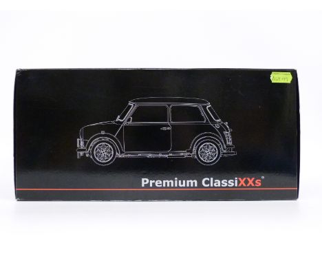 Premium ClassiXXs 1:12 scale limited edition diecast model Mini Cooper Sport 'Last Classic Mini' in solar red and silver 1035