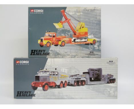 Two Corgi Classics Heavy Haulage 1:50 scale diecast model vehicle sets Sunter Bros Ltd Scammell Constructor with 24 Wheel Low