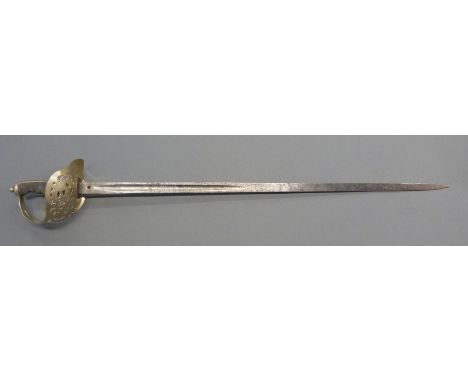 British 1895 pattern Infantry officer's sword with domed pommels, sloping quillon, decorated blade marked Martin Hall & Co Sh