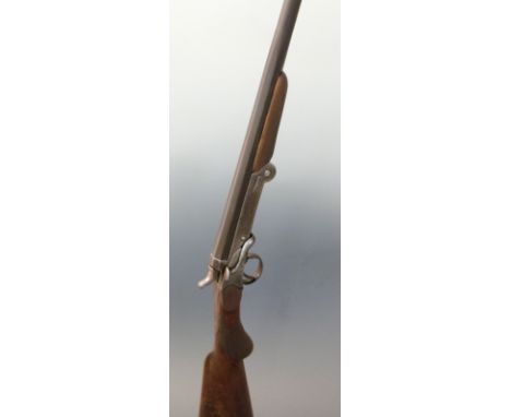 Belgian .410 folding hammer action poacher's shotgun with chequered semi-pistol grip and forend, side thumb lever action, rai