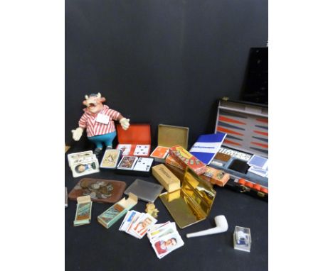Bullseye 'Bendy Bully', playing cards, dominoes, games compendium, cigarette cases etc