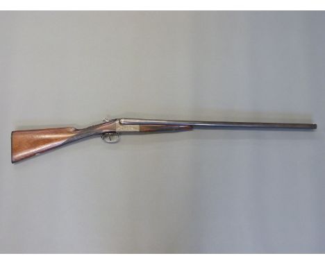 Frederick Williams 16 bore side by side shotgun with chequered grip and horn tipped forend, double trigger, engraved locks, t