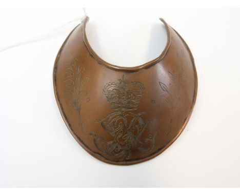 Georgian officer's universal pattern gorget with crowned G R cypher flanked by foliate sprays