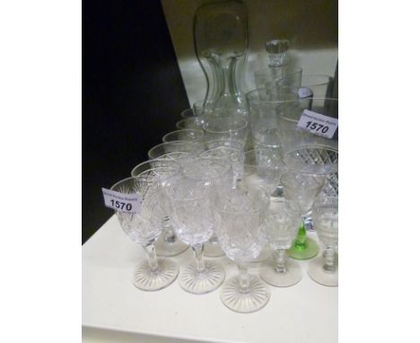 A group of cut glass to include Baccarat decanter and another