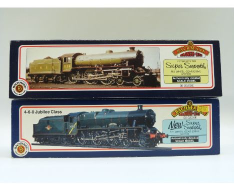 Two Bachmann 00 gauge 4-6-0 BR locomotives Jubilee Class Silver Jubilee 31-151 and B1 61010 Widebeeste 31-703, both in origin