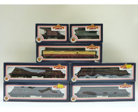 Seven Bachmann 00 gauge coaches and brake vans, all in original boxes