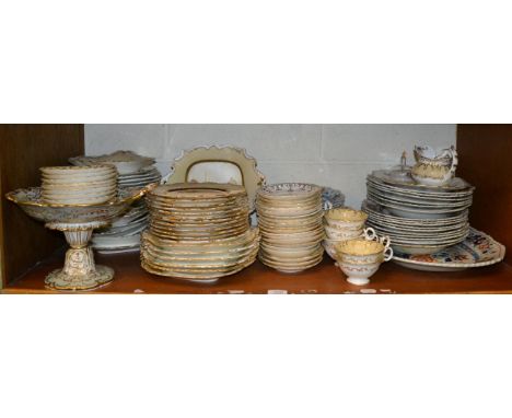 Ridgway Ironstone service, Staffordshire dessert service and other wares (shelf)