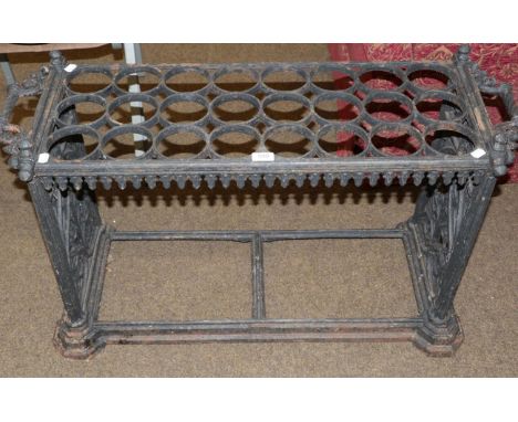 Victorian large cast iron stick stand (trays lacking)