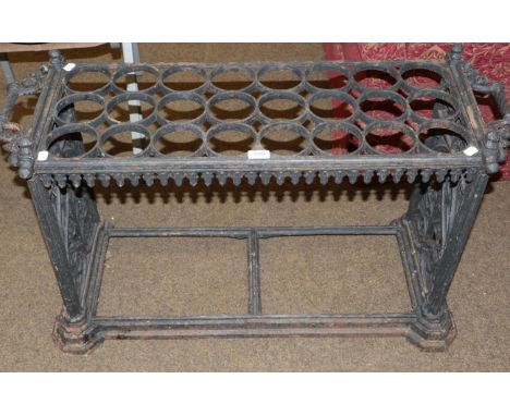 Victorian large cast iron stick stand (trays lacking)