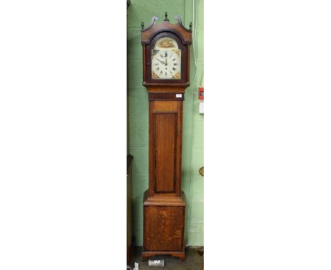 ~ A small oak longcase clock, 19th century