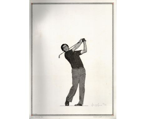 Golf. Golf Artist David J Byrne Signed Severiano Ballesteros Black and White Limited Edition Print. Good condition. All autog