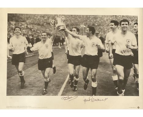 Football. Collection of 2 Signed Prints. 1st Print Signed by Dave Mackay and Jimmy Greaves, Black and White Big Blue Tube Pri