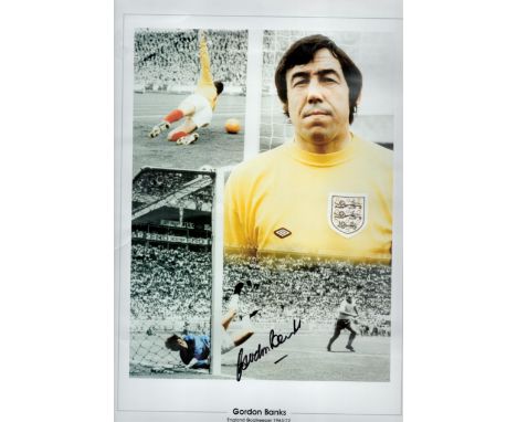 Football England Legend Gordan Banks Signed 16x12 Colourised Print. Signed in black ink. Good Used Condition. Good condition.