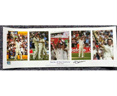Cricket. Michael Vaughan Signed Series Of the Century Ashes 2005 Big Blue Tube Print. Signed in Black ink. Measures 27. 5 x 1