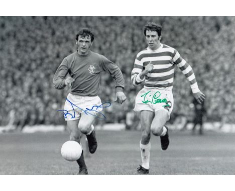 Autographed Celtic V Rangers 12 X 8 Photo: B/W, Depicting Willie Mathieson Of Rangers And Jim Craig Of Celtic In A Race For T