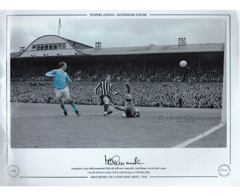 Football Mike Summerbee signed Manchester City v Newcastle United 1968 colourised print autographed limited edition 36/75. Go