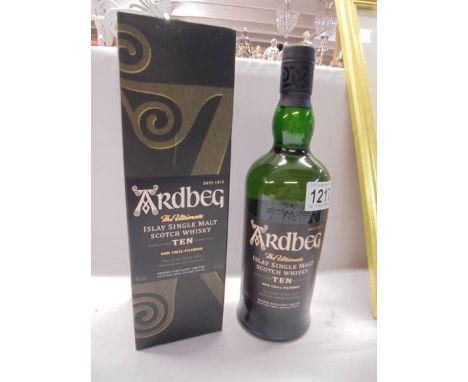 A boxed Ardbeg 10 year Islay single malt scotch whisky. 