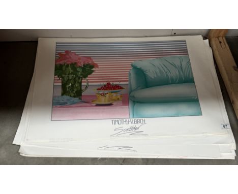A collection of large art deco style prints by Timothy V Birch & Aldo Andreolo76 x 50.5cm, 24 prints. All have some creases t