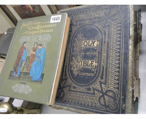 A Victorian family bible (no written entries) and Art Pictures from the Old Testament and our Lord's parabels. 