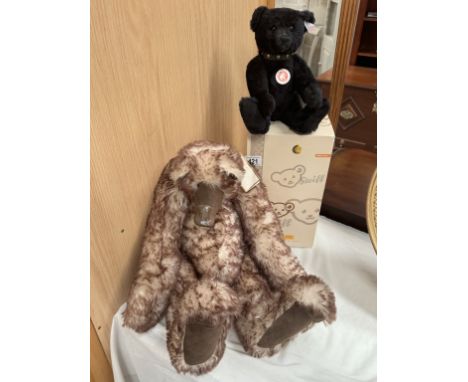 A boxed Steiff classic black bear with growler &amp; A Blossom bear