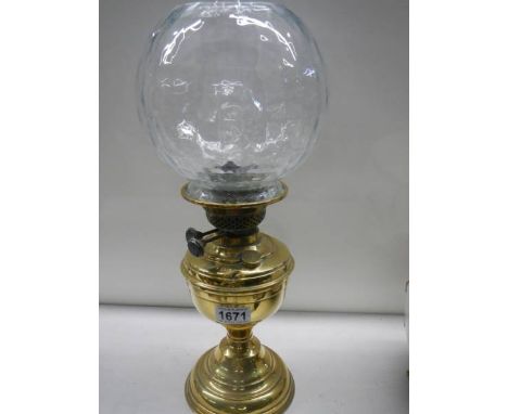 An old brass oil lamp with shade, COLLECT ONLY. 