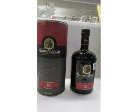 A boxed Bunnahabhain 12 year single malt scotch whisky. 