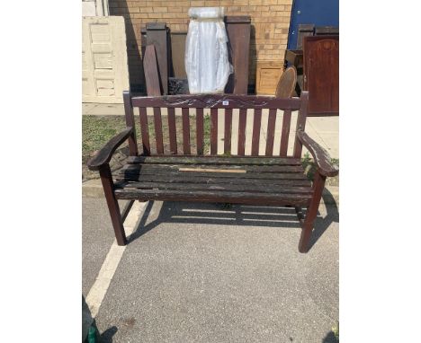 A wooden garden bench
