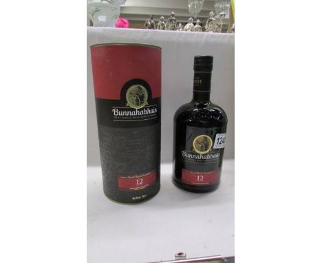 A boxed Bunnahabhain 12 year single malt scotch whisky. 