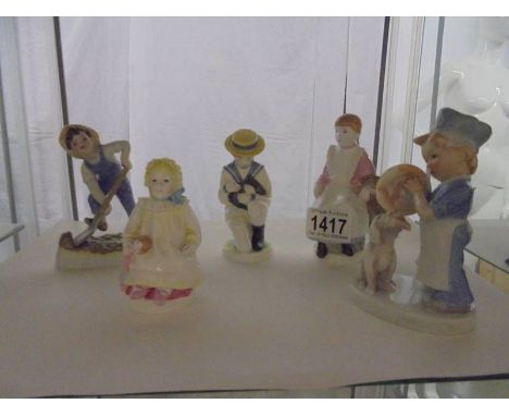 A Royal Worcester figure and four others. 