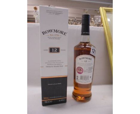 A boxed Bowmore 12 year Islay single malt scotch whisky.