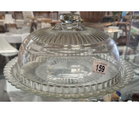 Vintage glass cake stand with domed lid