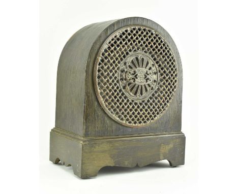 An early 20th century 1920s Amplion Radiolux mahogany cased loudspeaker. The speaker of domed form, with central perforated g