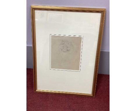 CIRCLE OF LOUIS WAINStudy of a Kitten, pencil, another sketch verso of a garden scene,23 x 19cm.