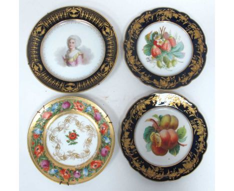 An Early XX Century Porcelain Plate, the centre with a portrait of Mme Elisabeth within a dark blue and gilt border, printed 