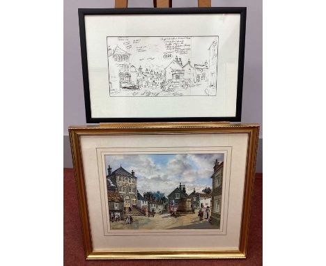 Y GEORGE CUNNINGHAM (Sheffield Artist, 1924-1996) *ARRYoulgreave Fountain, watercolour, signed lower left, Hibbert Brothers l
