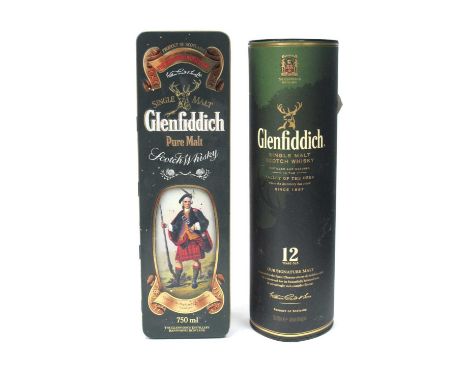 Whisky - Glenfiddich Pure Malt Scotch Whisky Clans Of The Highlands Of Scotland Cameron, 750ml., in commemorative tin; Glenfi