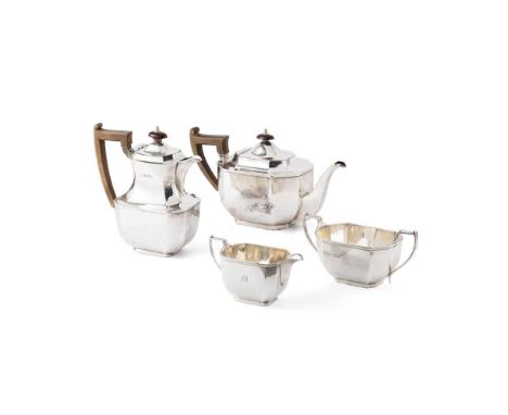 A matched 1930s four-piece tea-service  R &amp; W Sorley (of Glasgow), London 1936/7, comprising a waterpot, teapot, twin-han