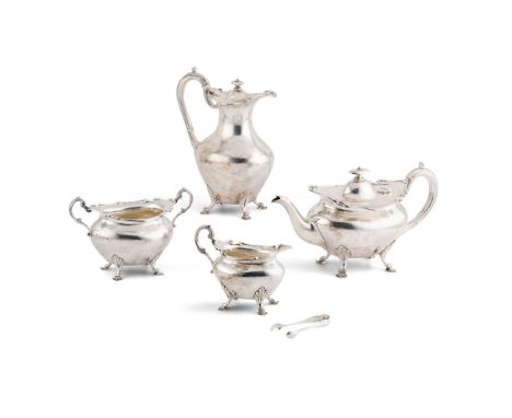 Y A George V matched four-piece tea-service  Lawson & Co, Glasgow 1916/17, comprising a waterpot, teapot, twin-handled sugar 