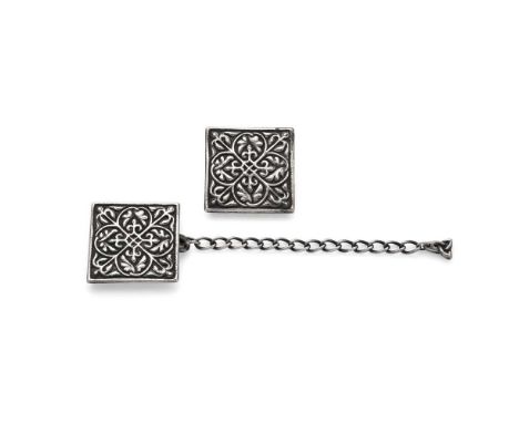 Iona - A pair of Scottish Provincial cloak fasteners, Alexander Ritchie  marked A.R. IONA, of square outline, with embossed f